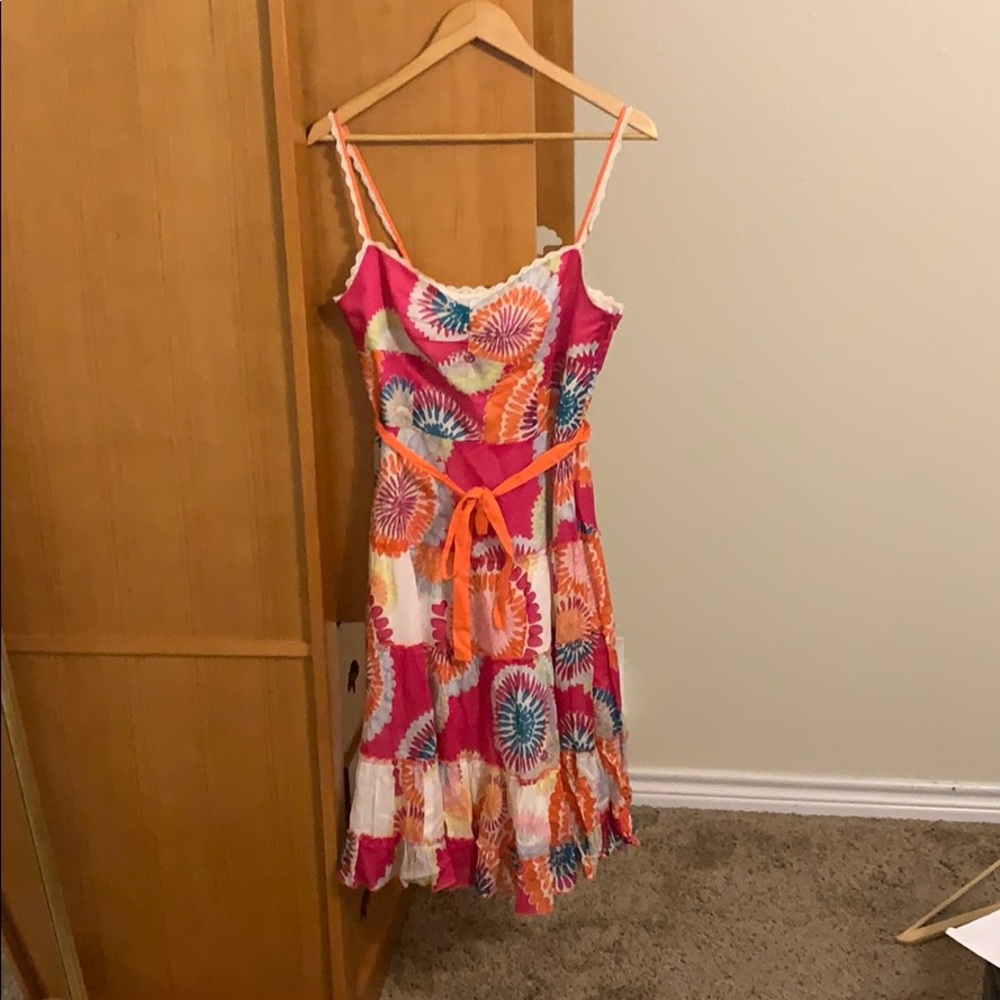 BCBG 100% Cotton Sundress. Adj straps.